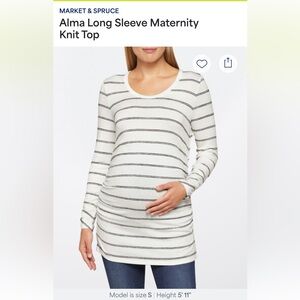 Market & Spruce Cream Ribbed Fitted Long Sleeve Tee